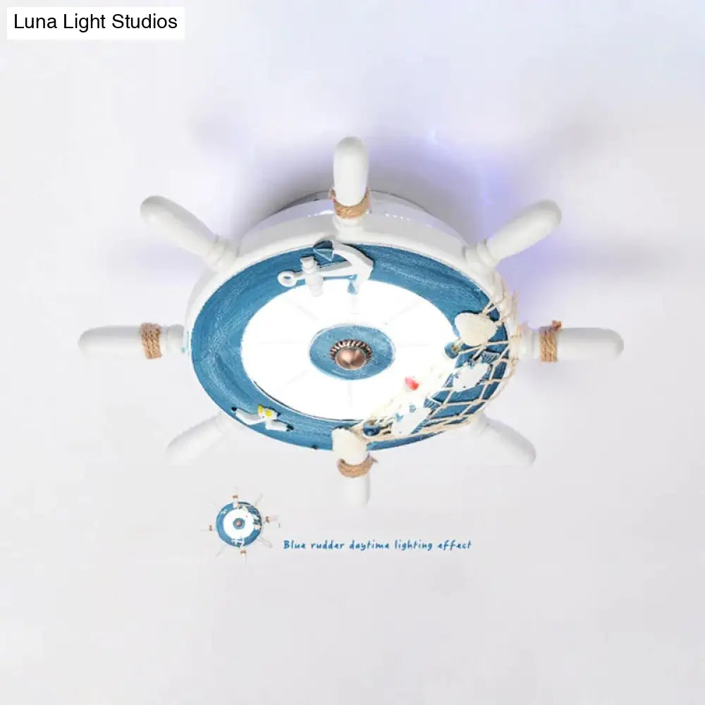 Elvira - Ship Rudder Style Mediterranean Decorative Ceiling Lamp Blue Rudder A / White Light