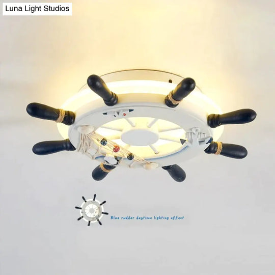Elvira - Ship Rudder Style Mediterranean Decorative Ceiling Lamp Fish Rudder B / White Light