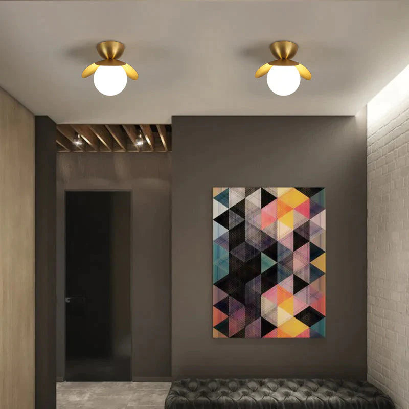Emerson - Nordic Flower Corridor Aisle Lamp All Copper Cloakroom Deckenleuchte