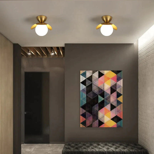 Emerson - Nordic Flower Corridor Aisle Lamp All Copper Cloakroom Deckenleuchte