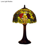 Émilie - Tiffany Single Bronze Finish Green Stained Glass Grapevine Night Light