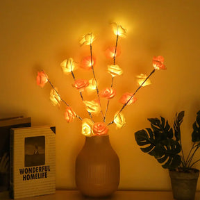 Emma - Pink And White Rose Desk Light Art Deco Led Plastic Night Table Lamp For Living Room