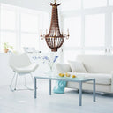 Empire Vintage Wood Chandelier Lighting - 5-Light Red Brown Pendant For Living Room