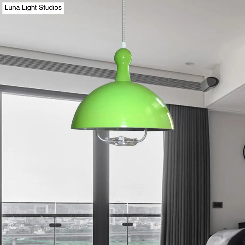 Extendable Industrial Ceiling Pendant With Chrome/Red Aluminum Dome And Handle