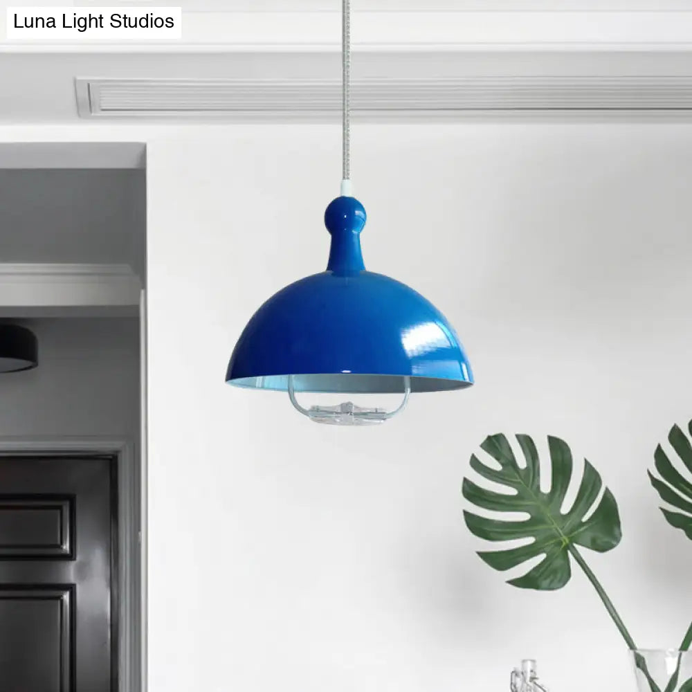 Extendable Industrial Ceiling Pendant With Chrome/Red Aluminum Dome And Handle