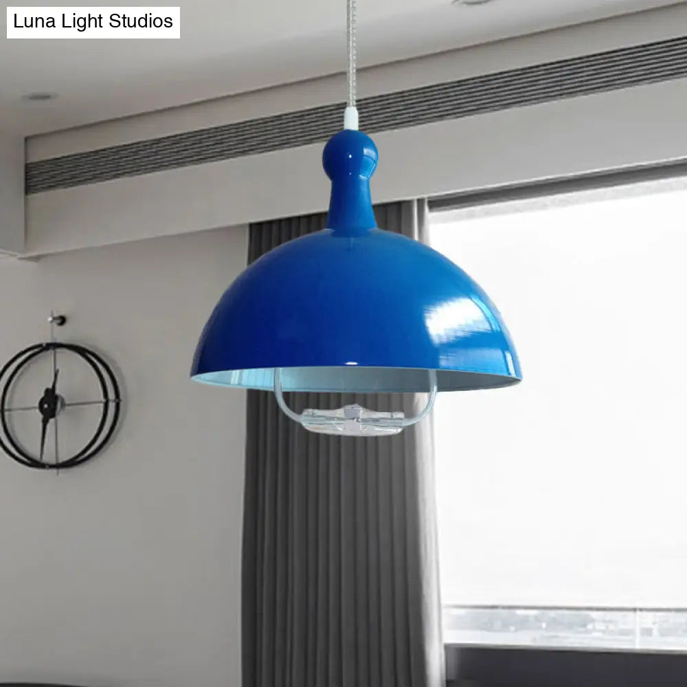 Extendable Industrial Ceiling Pendant With Chrome/Red Aluminum Dome And Handle