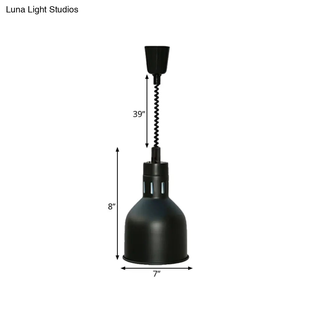 Retro Style Black Metal Pendant Light With Extendable Arm For Kitchen 1-Light Dome Shade 7/11.5 Wide