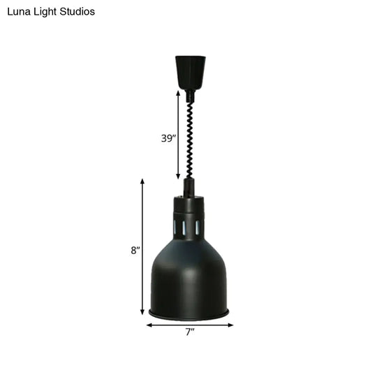 Extendable Pendant Lighting With Retro Dome Shade - Black 7’/11.5’ W