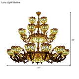 Extra Large Baroque 26/13-Light Art Glass Chandelier In Brown For Living Room