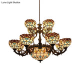 Extra Large Baroque 26/13-Light Art Glass Chandelier In Brown For Living Room