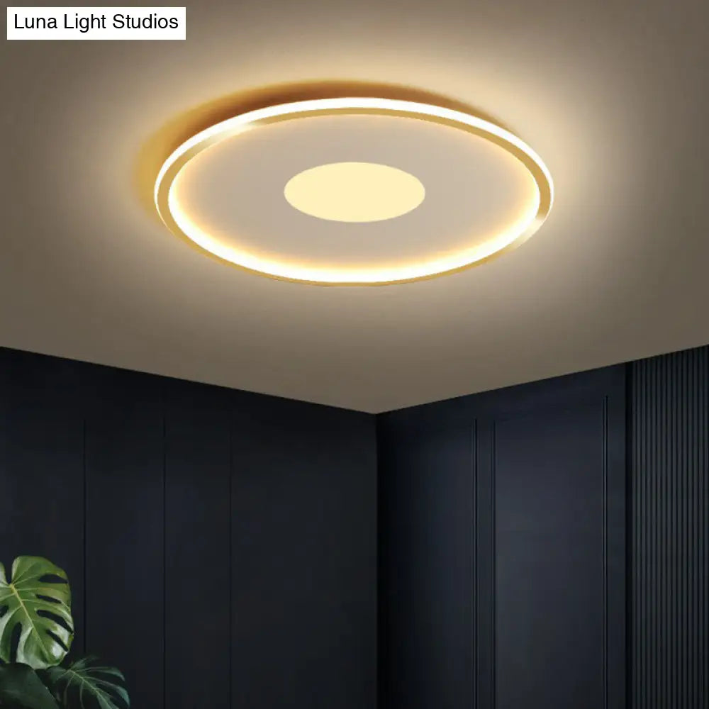 Extra-Thin Led Flush Mount Ceiling Light For Living Room - Modern Acrylic Design Gold / 12 Warm