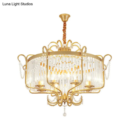 Faceted Clear Crystal Prism Lantern Chandelier With 8 Lights In Black/Gold - Contemporary Living