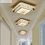 Faceted Crystal Led Flush Mount Ceiling Light With Nickel Finish And Floral Design