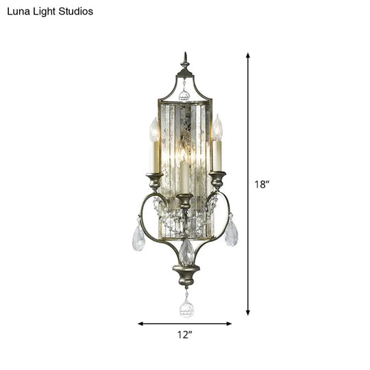Faceted Crystal Silver Wall Sconce Candelabra For Living Rooms 1/3-Head Fixture
