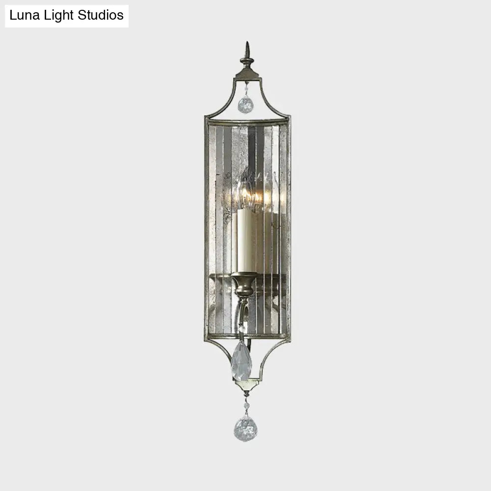Faceted Crystal Silver Wall Sconce Candelabra For Living Rooms 1/3-Head Fixture
