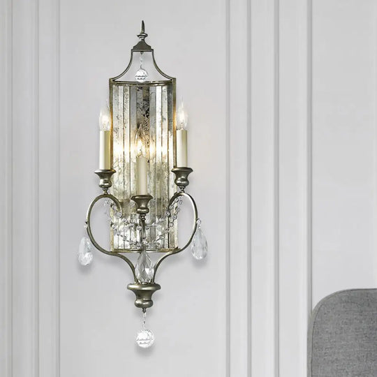 Faceted Crystal Silver Wall Sconce Candelabra For Living Rooms 1/3-Head Fixture 3 /