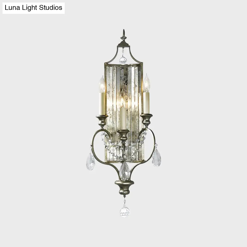 Faceted Crystal Silver Wall Sconce Candelabra For Living Rooms 1/3-Head Fixture