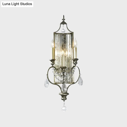Faceted Crystal Silver Wall Sconce Candelabra For Living Rooms 1/3-Head Fixture