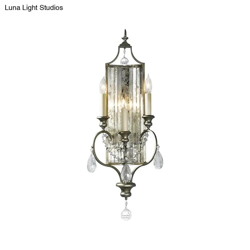 Faceted Crystal Silver Wall Sconce Candelabra For Living Rooms 1/3-Head Fixture