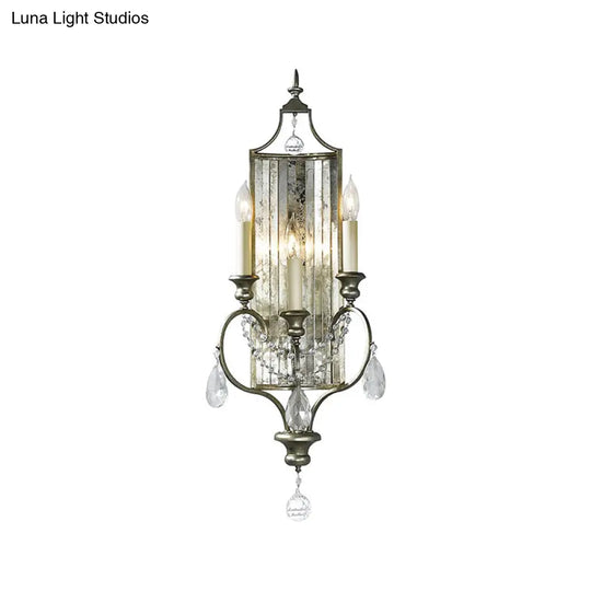 Faceted Crystal Silver Wall Sconce Candelabra For Living Rooms 1/3-Head Fixture