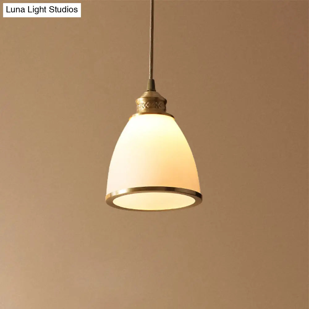 Factory Black/Brass Frosted Glass Dome Pendant Light With Single-Bulb