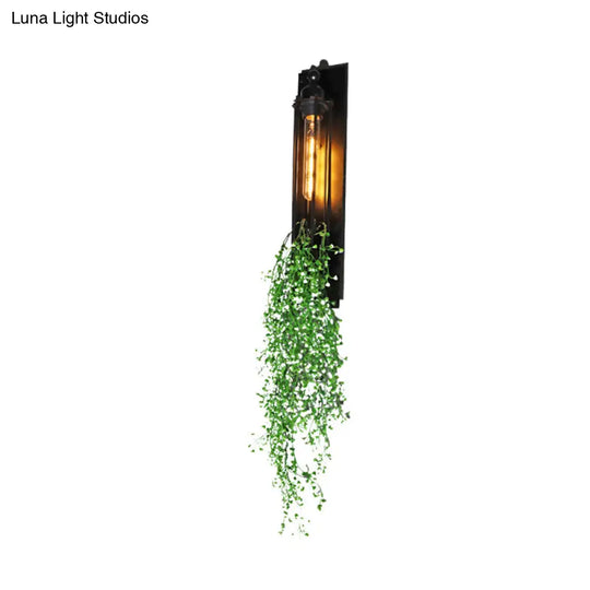 Farm Iron Tubular Cage Wall Light With 1-Head And Colorful Artificial Flower Accents