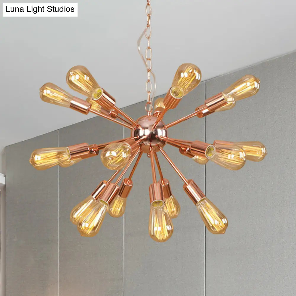 Modern Farmhouse Iron Chandelier Light - 18/21 Lights Copper/Gold Finish Sputnik Ceiling Fixture For