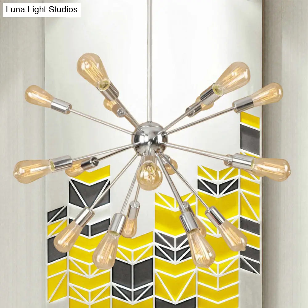 Farmhouse 18/21-Light Iron Chandelier: Copper/Gold Sputnik Ceiling Fixture For Dining Room