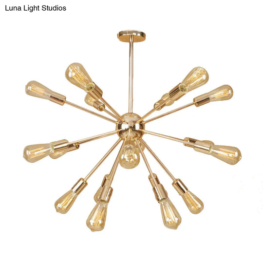 Modern Farmhouse Iron Chandelier Light - 18/21 Lights Copper/Gold Finish Sputnik Ceiling Fixture For