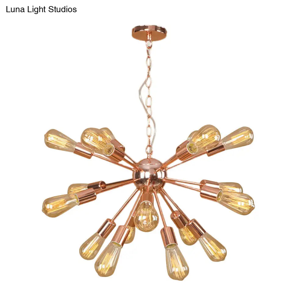 Modern Farmhouse Iron Chandelier Light - 18/21 Lights Copper/Gold Finish Sputnik Ceiling Fixture For