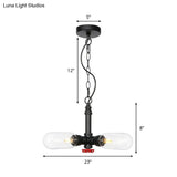 Farmhouse Black Led Pendant Chandelier With Amber/Clear Glass Capsules - 4 Lights