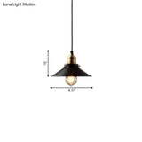 Farmhouse Black Metal Pendant Light Fixture – Wide Flare Ceiling Suspension Lamp With 1