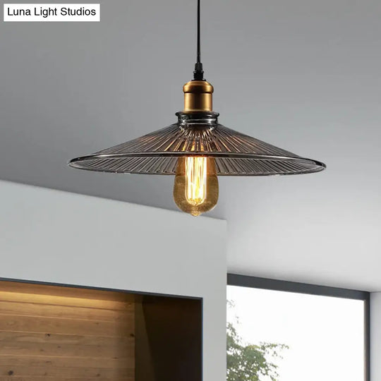 Farmhouse Ribbed Glass Brass Cone Pendant Ceiling Light With 1 Perfect For Living Rooms