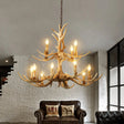 Farmhouse Chandelier: 12-Head 2-Tier Resin Hanging Lamp Brown Living Room Lighting