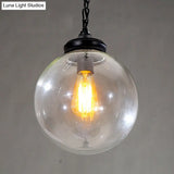 Farmhouse Clear Glass Single-Bulb Pendant Ceiling Light - Black Globe Design 8’/10’/12’ Wide