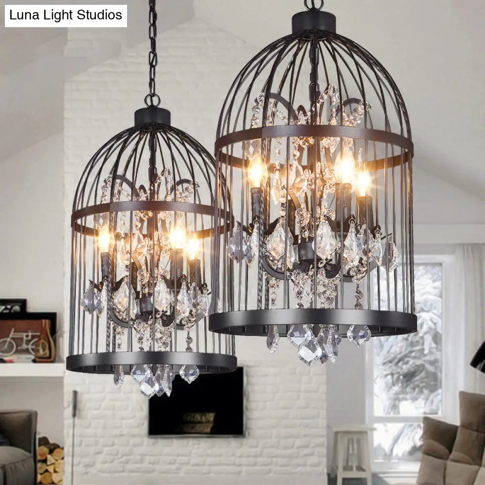 Farmhouse Crystal Pendant Light For Restaurant Ceiling Chandelier