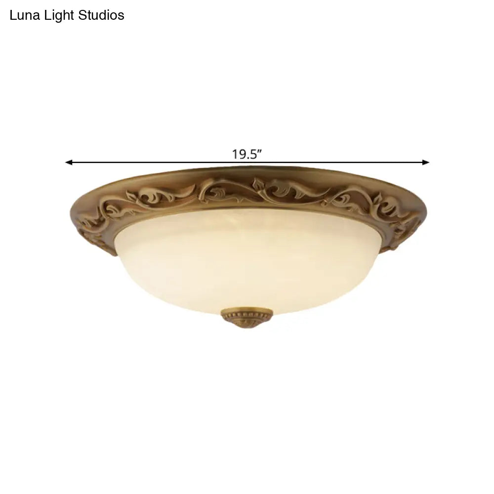 Farmhouse Dome Ceiling Lamp With Opaline Glass Brass Finish - Multiple Sizes & Lights Available