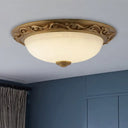 Farmhouse Dome Ceiling Lamp With Opaline Glass Brass Finish - Multiple Sizes & Lights Available /