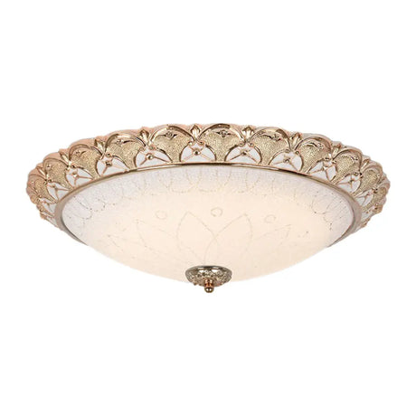 Farmhouse Dome Flush Light Fixture - Cream Glass Led Mount Ceiling Lamp In Gold (14/16/20)