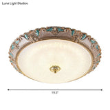 Farmhouse Dome Shade Flushmount Lamp - 14’/16’/19.5’ Width Gold/Brown Frosted Glass Led