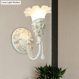 Farmhouse Frosted Glass Bedroom Sconce Light With Crystal Drop Decor