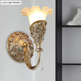 Farmhouse Frosted Glass Bedroom Sconce Light With Crystal Drop Decor