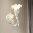 Farmhouse Frosted Glass Bedroom Sconce Light With Crystal Drop Decor Ivory