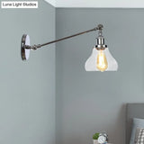 Farmhouse Indoor Sconce With Clear Glass Shade And Adjustable Arm Length