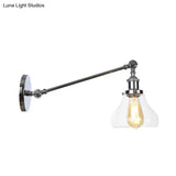 Farmhouse Indoor Sconce With Clear Glass Shade And Adjustable Arm Length