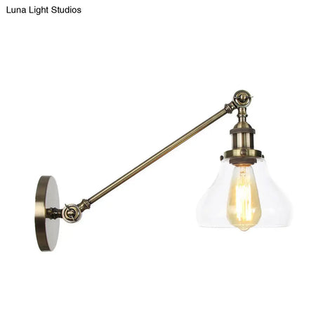 Farmhouse Indoor Sconce With Clear Glass Shade And Adjustable Arm Length