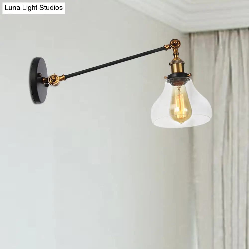 Farmhouse Indoor Sconce With Clear Glass Shade And Adjustable Arm Length