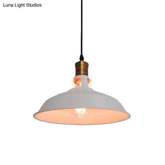 Farmhouse Iron Pendant Light With Vented Socket - Barn Shade Living Room Lighting 1-Light