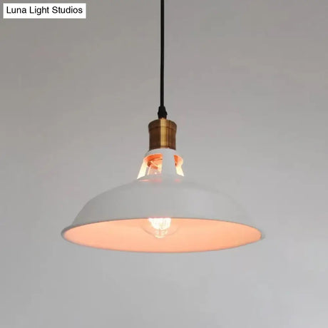 Farmhouse Iron Pendant Light - 1-Light Black/White Hanging Lamp For Barn Shade Living Room