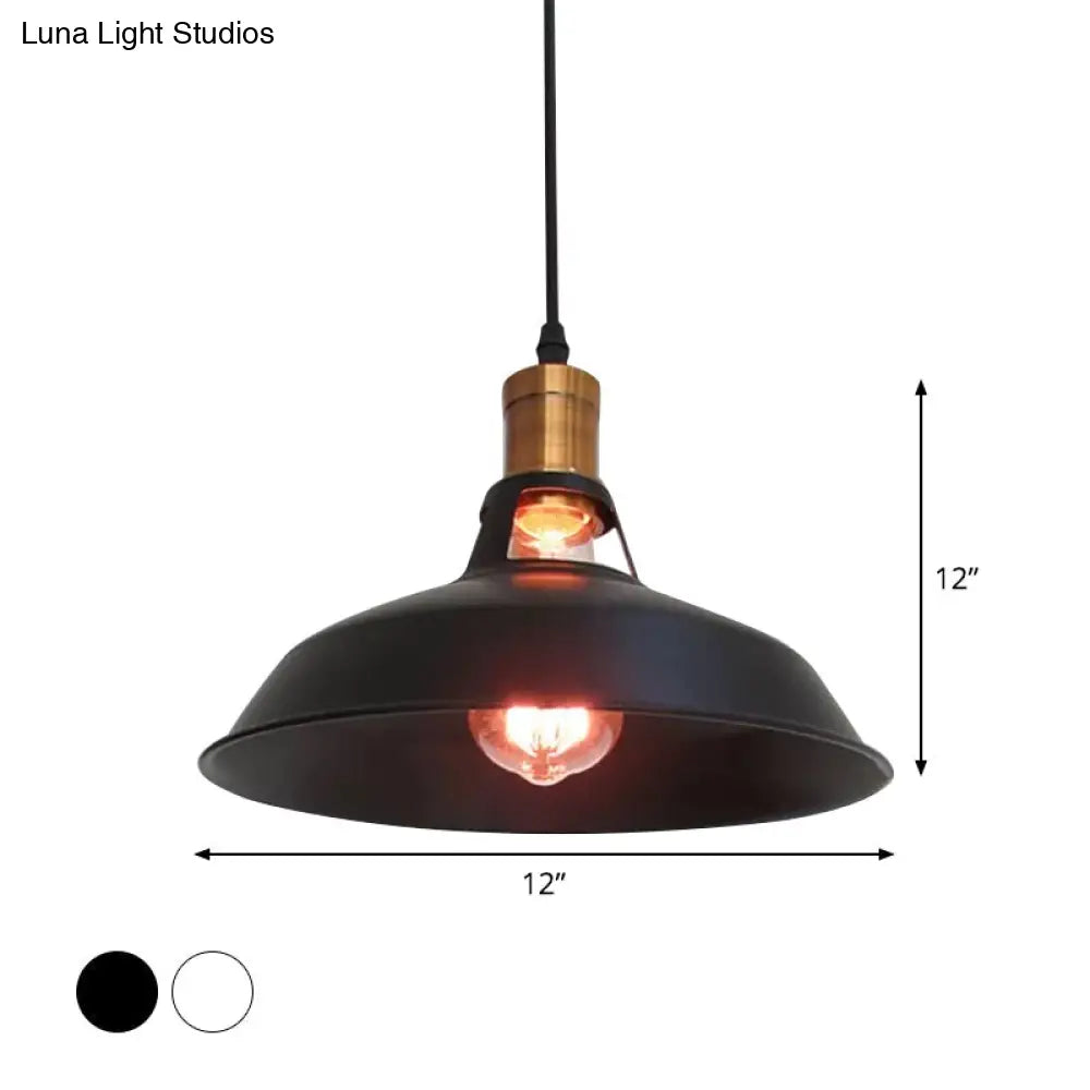 Farmhouse Iron Pendant Light With Vented Socket - Barn Shade Living Room Lighting 1-Light